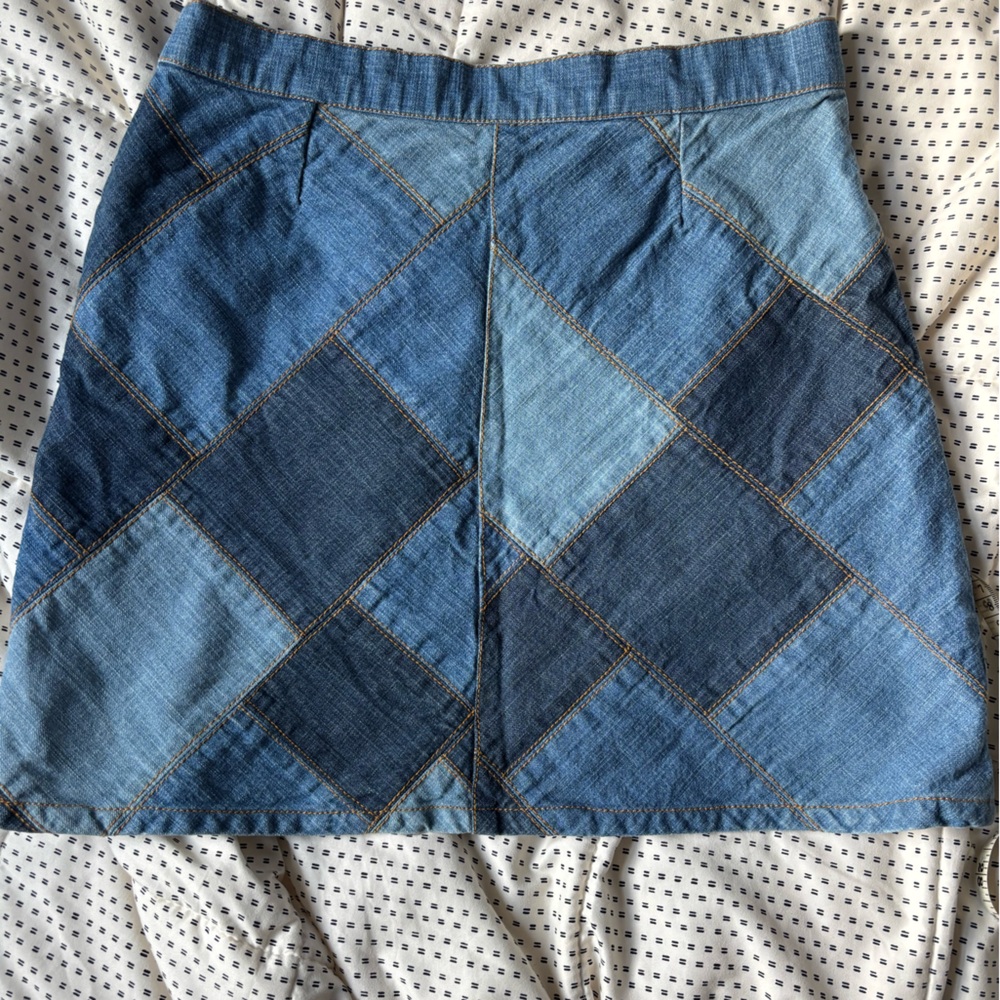 Hartstrings Blue Patchwork Denim Skirt